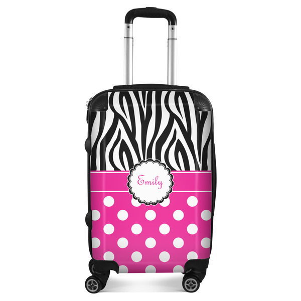 Custom Zebra Print & Polka Dots Suitcase - 20" Carry On (Personalized)