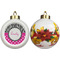 Zebra Print & Polka Dots Ceramic Christmas Ornament - Poinsettias (APPROVAL)