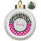 Zebra Print & Polka Dots Ceramic Christmas Ornament - Xmas Tree (Front View)