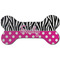 Zebra Print & Polka Dots Ceramic Dog Ornament - Front w/ Name or Text