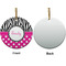 Zebra Print & Polka Dots Ceramic Flat Ornament - Circle Front & Back (APPROVAL)