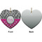 Zebra Print & Polka Dots Ceramic Flat Ornament - Heart Front & Back (APPROVAL)