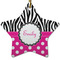 Zebra Print & Polka Dots Ceramic Flat Ornament - Star (Front)