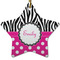 Zebra Print & Polka Dots Star Ceramic Ornament w/ Name or Text