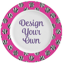 Zebra Print & Polka Dots Ceramic Dinner Plates (Set of 4) (Personalized)