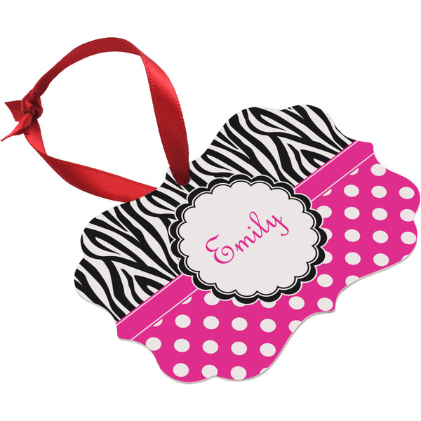 Zebra Print & Polka Dots Christmas Ornament