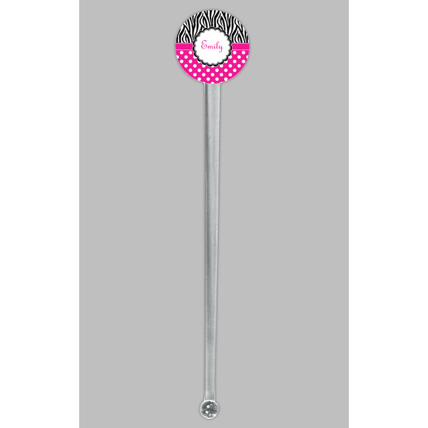 Zebra Print & Polka Dots Clear Plastic 7" Stir Stick - Round - Single Stick