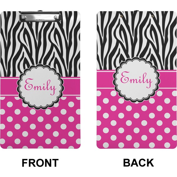 Zebra Print & Polka Dots Clipboard (Legal) (Front + Back)