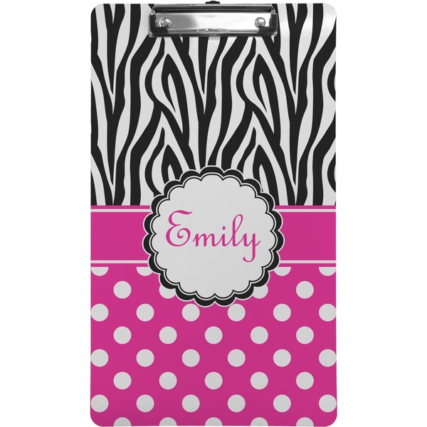 Zebra Print & Polka Dots Clipboard (Legal)