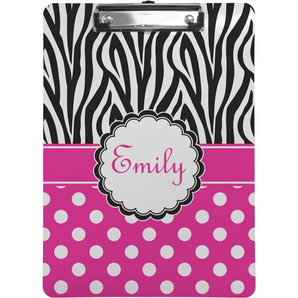 Custom Zebra Print & Polka Dots Clipboard (Letter Size) (Personalized)