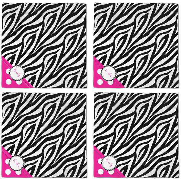 Zebra Print & Polka Dots Cloth Napkins - Personalized Dinner (APPROVAL) Set of 4