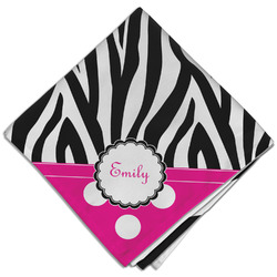 Zebra Print & Polka Dots Cloth Dinner Napkin - Single w/ Name or Text