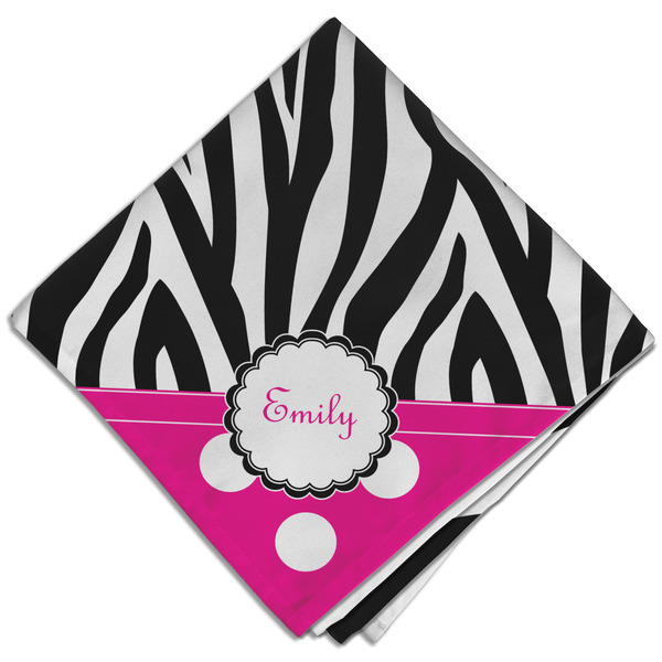 Zebra Print & Polka Dots Cloth Napkins - Personalized Dinner (Folded Four Corners)