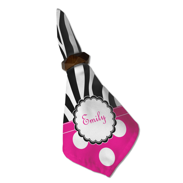 Zebra Print & Polka Dots Cloth Napkins - Personalized Dinner (Folded in Ring) (MAIN)