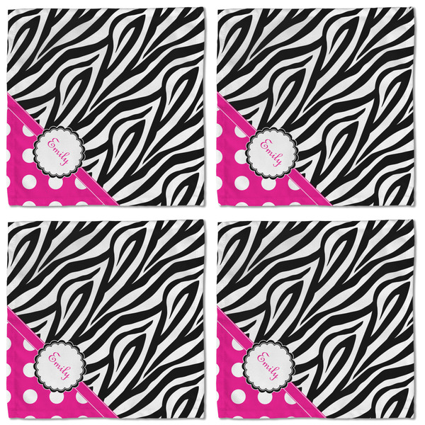 Zebra Print & Polka Dots Cloth Napkins - Personalized Lunch (APPROVAL) Set of 4