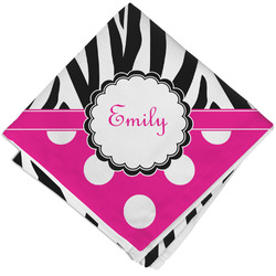 Zebra Print & Polka Dots Cloth Cocktail Napkin - Single w/ Name or Text