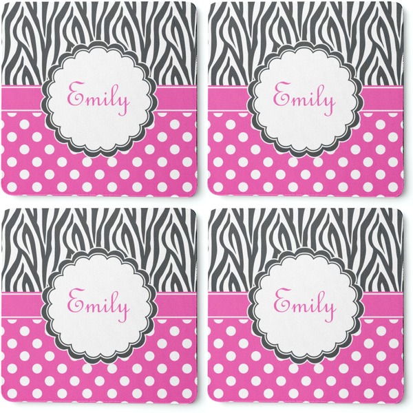 Zebra Print & Polka Dots Coaster Rubber Back - Apvl