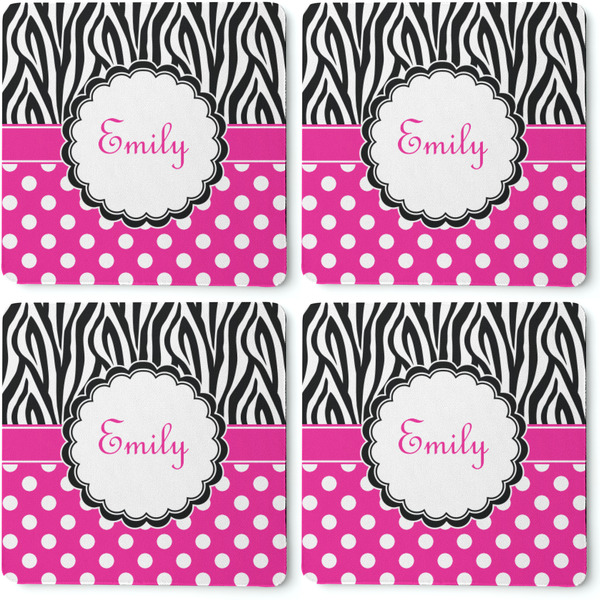 Zebra Print & Polka Dots Coaster Rubber Back - Apvl