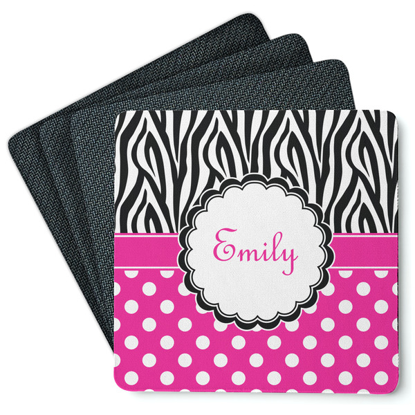 Zebra Print & Polka Dots Coaster Rubber Back - Main