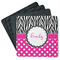 Zebra Print & Polka Dots Square Rubber Backed Coasters - Set of 4 (Personalized)