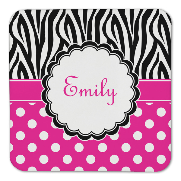 Zebra Print & Polka Dots Coaster Set - FRONT (one)