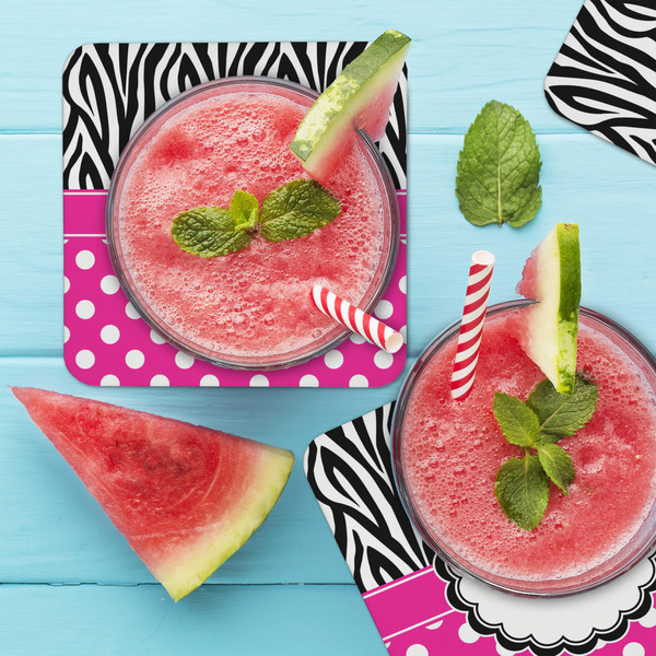 Zebra Print & Polka Dots Coaster Set - LIFESTYLE