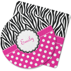 Zebra Print & Polka Dots Rubber Backed Coaster (Personalized)
