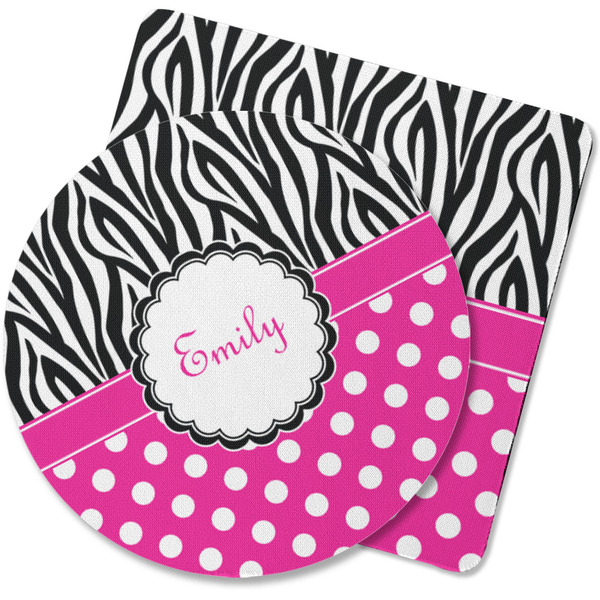 Custom Zebra Print & Polka Dots Rubber Backed Coaster (Personalized)