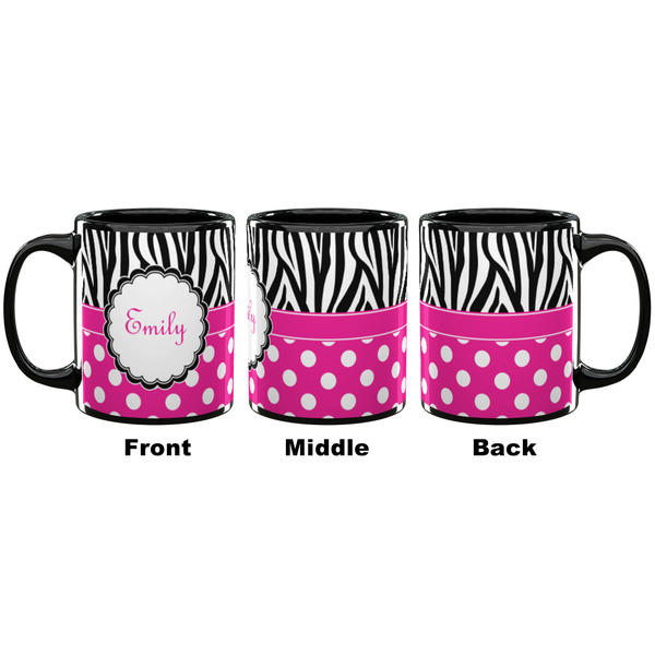 Zebra Print & Polka Dots Coffee Mug - 11 oz - Black APPROVAL