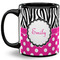 Zebra Print & Polka Dots 11 Oz Coffee Mug - Black (Personalized)
