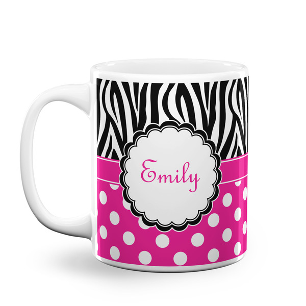 Custom Zebra Print & Polka Dots Coffee Mug (Personalized)