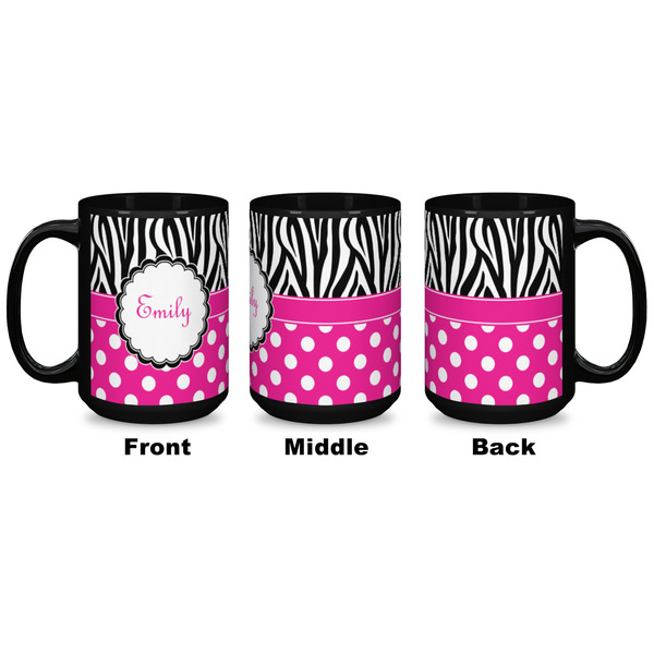 Zebra Print & Polka Dots Coffee Mug - 15 oz - Black APPROVAL