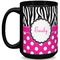 Zebra Print & Polka Dots 15 Oz Coffee Mug - Black (Personalized)