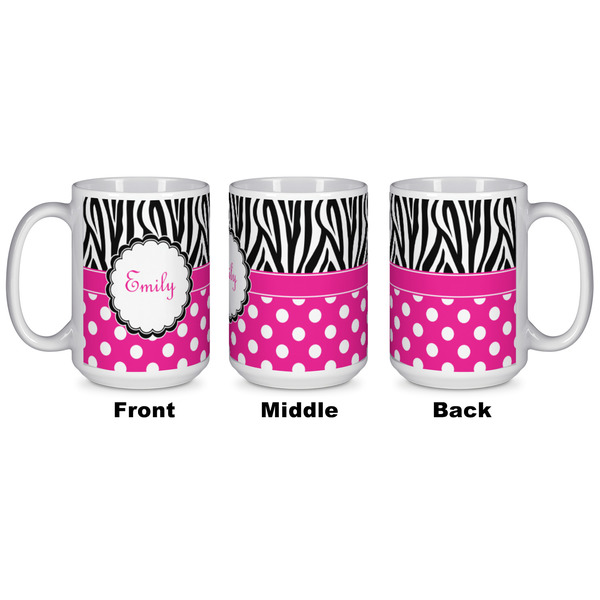 Zebra Print & Polka Dots Coffee Mug - 15 oz - White APPROVAL