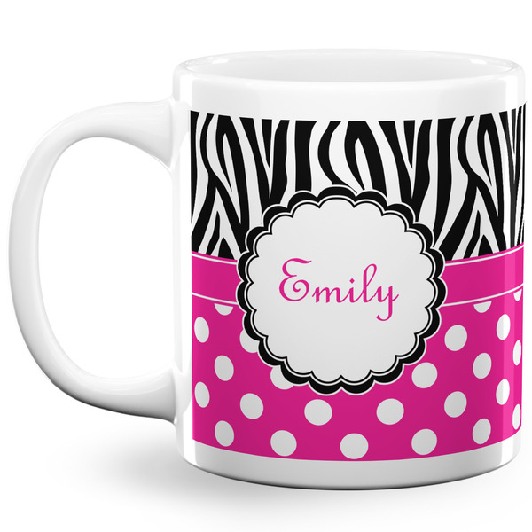 Zebra Print & Polka Dots Coffee Mug - 20 oz - White