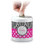 Zebra Print & Polka Dots Coin Bank (Personalized)