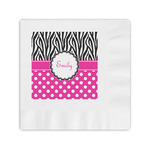 Zebra Print & Polka Dots Coined Cocktail Napkins (Personalized)