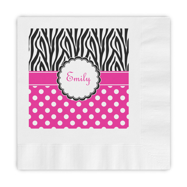 Custom Zebra Print & Polka Dots Embossed Decorative Napkins (Personalized)