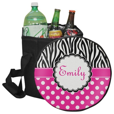 Zebra Print & Polka Dots Collapsible Cooler & Seat (Personalized)