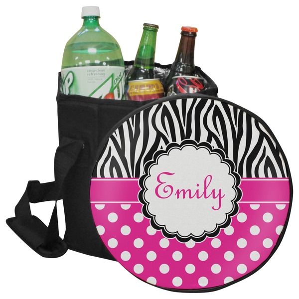 Custom Zebra Print & Polka Dots Collapsible Cooler & Seat (Personalized)