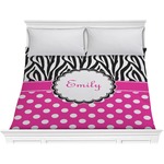 Zebra Print & Polka Dots Comforter - King (Personalized)