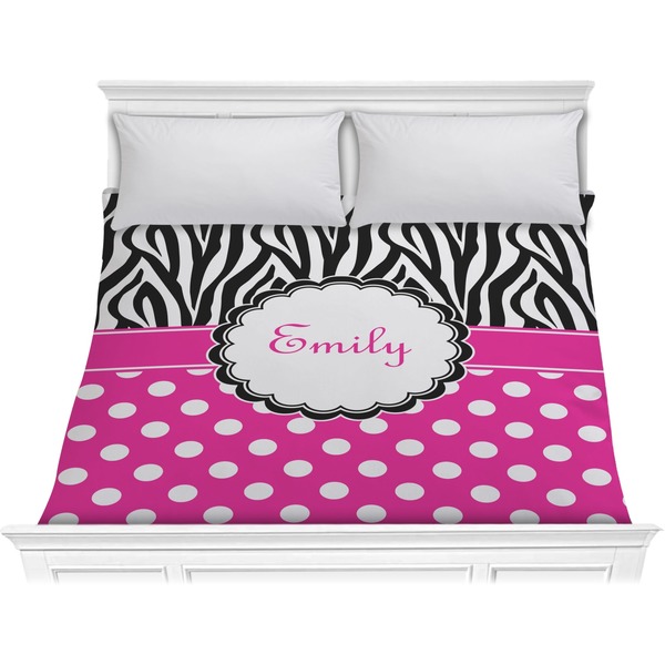 Custom Zebra Print & Polka Dots Comforter - King (Personalized)