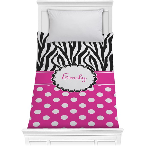 Custom Zebra Print & Polka Dots Comforter - Twin (Personalized)