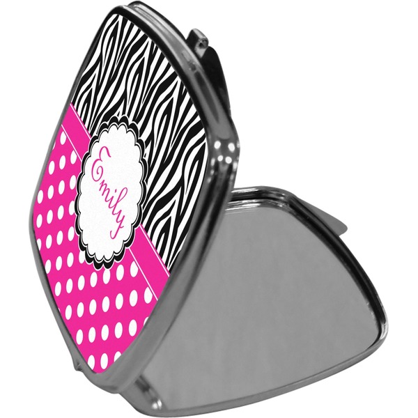 Zebra Print & Polka Dots Compact Mirror (Side View)