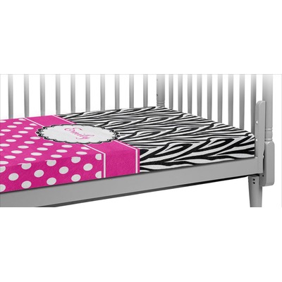 Custom Zebra Print & Polka Dots Crib Fitted Sheet (Personalized)