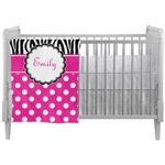 Zebra Print & Polka Dots Crib Comforter / Quilt (Personalized)