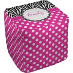 Zebra Print & Polka Dots Cube Pouf Ottoman (Personalized)