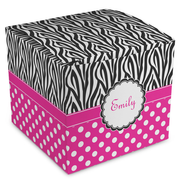 Custom Zebra Print & Polka Dots Cube Favor Gift Boxes (Personalized)