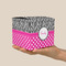 Zebra Print & Polka Dots Cube Favor Gift Box - On Hand - Scale View