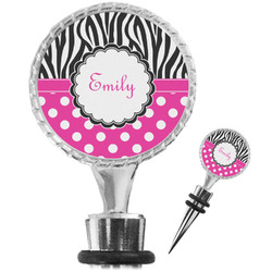 Zebra Print & Polka Dots Wine Bottle Stopper (Personalized)